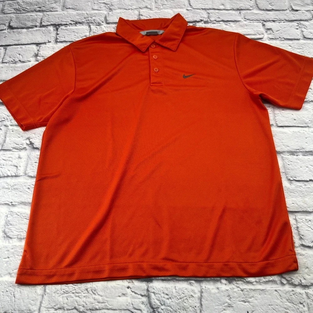 Nike Mens Orange Short Sleeve Polo Shirt Large Golf Athletic Casual